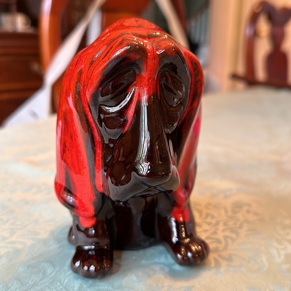 Vintage Canuck Pottery hound dog with Red Drip Glaze Coin Bank, Evangeline Ware - Picture 4 of 8